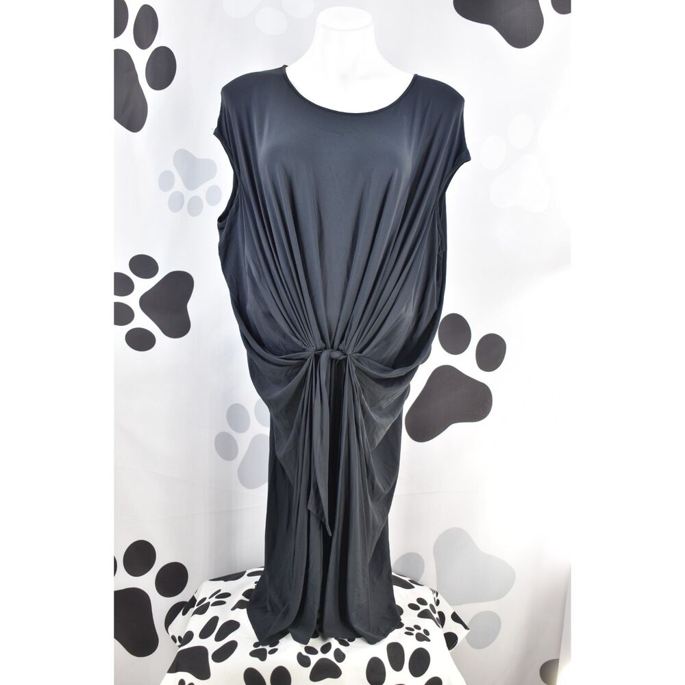 Diane von Furstenberg Sleeveless Jersey Draped Tie Waist Black Dress Size 12